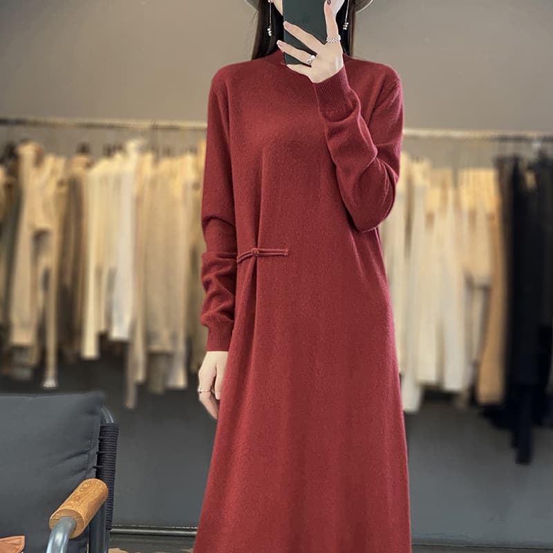 シルエット美人のニットワンピース