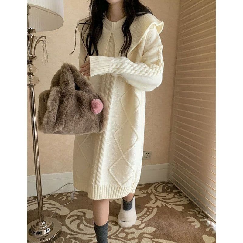 かわいい ゆったりシルエット ニットワンピース