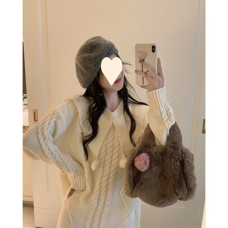 かわいい ゆったりシルエット ニットワンピース