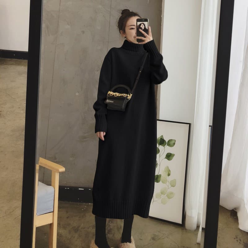 あったかふんわりロング丈ニットワンピース