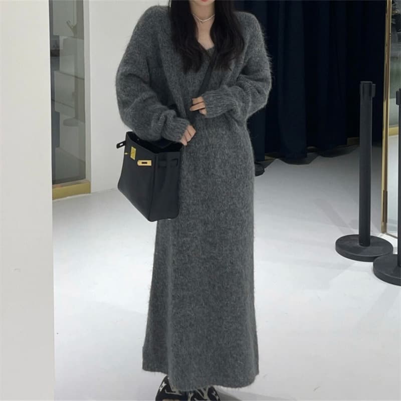 ふんわり柔らか冬の贅沢ニットワンピース