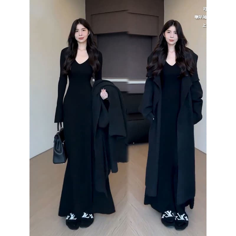 シンプル魅せニットワンピース